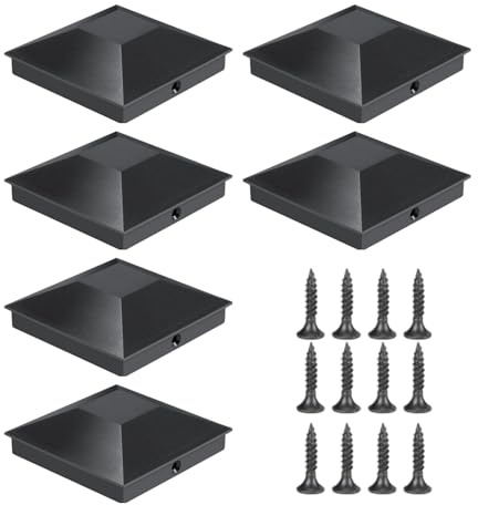 Fence Post Cap, Topper Da 6 Pezzi Per Pali Di Recinzione Con 12 Viti E Facile Installazione, Tappi Per Protezione Ad Asola Per Recinzioni Esterne, Copertine Di Ponti Impermeabili, Proteggere Il Legno