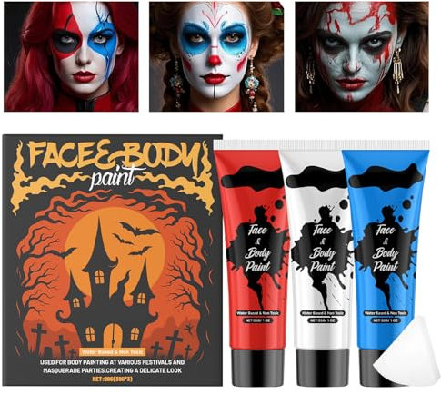 Pintura Facial - Kit de Maquillaje Facial Líquido para Halloween - Maquillaje Resistente al Agua y Fácil de Lavar, Accesorios de Cosplay para Adultos y Niños