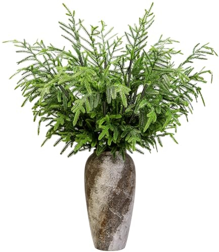 5Pcs Real Touch Large Norfolk Pine Branches, 33.5 Faux Christmas Foliage Artificial Greenery Stem Green Plants for Xmas Vase DIY Crafts Wreath Garland Indoor Outdoor Home Decor ﻿ (5, Gradient Green)