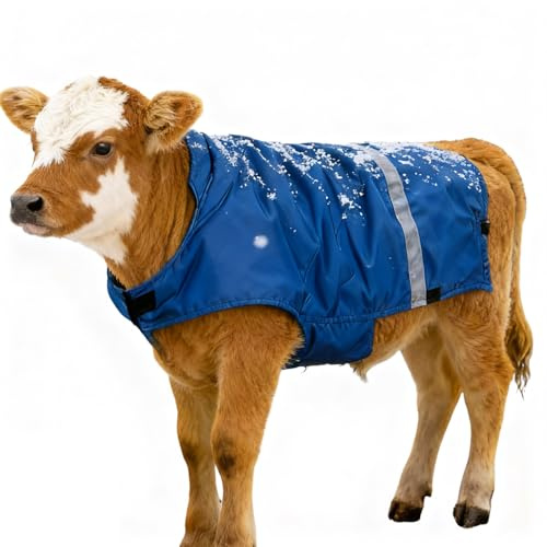 Manta de invierno para terneros – Chaleco reflectante de protección abdominal para animales de granja | Manta térmica ajustable para animales de granja | Para establo, pasto, cría, protección nocturna