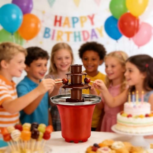 Chokladfontänmaskin med 3 nivåer, elektrisk fondue med roterande spiralskaft och frukttallrik ingår, för födelsedagsfest och bröllop
