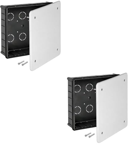 RASMACOR | Pack 2 unidades Caja registro empotrar 200x200x65 | Tapa con tornillos | Caja empotrar electricidad 200x200 | REF 292060 | Facil Instalación y Máxima Seguridad