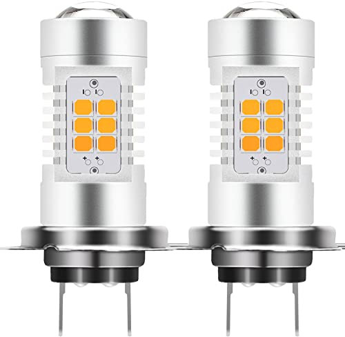 KATUR H7 LED Bombillas antiniebla Máx. 80W Alta Potencia Superbrillante 2000 lúmenes 3000K Ámbar con proyector para DRL o Luces antiniebla, 12V -24V (Paquete de 2)
