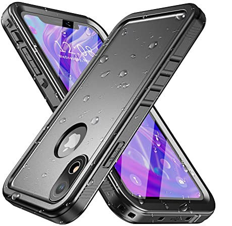 SPORTLINK for iPhone XR Waterproof Case - Shockproof Heavy Duty Front and Back Cover with [Built in Screen/Camera Protector] 360 Full Body Protective [Dustproof][IP68 Underwater]-6.1 Black