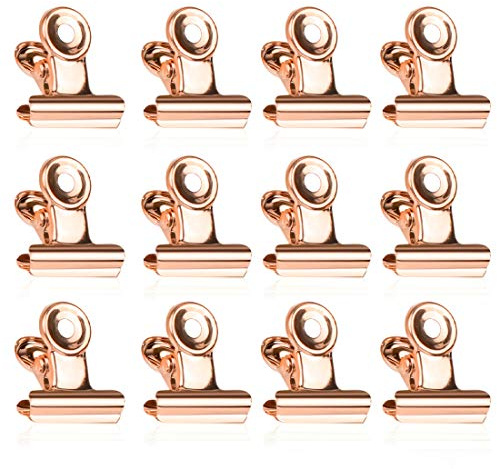 Petits Trombones de Bouledogue, 50pcs Bulldog Trombones, 22mm Pinces de Papier, Or Rose Metal Binder Clips pour Photos, Food Snack Sacs, Fournitures de Bureau (Or rose)
