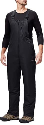 BenBoy Mens Snow Bibs Ski Pants Softshell Waterproof Insulated Ripstop Snowboarding Overalls Winter,HXK8018M-Black-L
