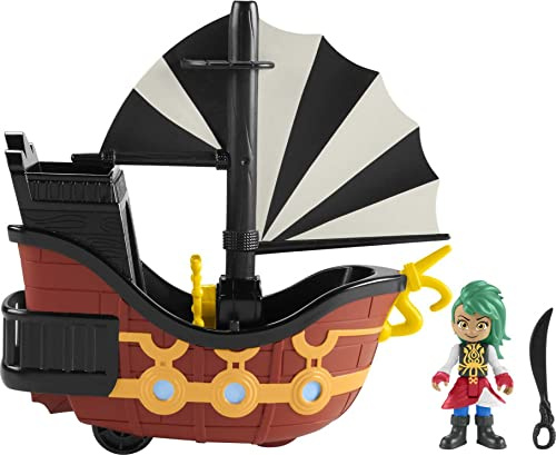 Fisher-Price Nickelodeon Santiago of The Seas Bonnie Bones Figure & El Calamar Pirate Ship Toy for Preschool Pretend Play Ages 3 Years and up