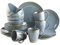 MÄSER Serie Nottingham, Vintage Geschirr-Set für 4 Personen, 20-teiliges Kombiservice mit unregelmäßig runden Formen im Retro Look, Steinzeug, Blau-Grau