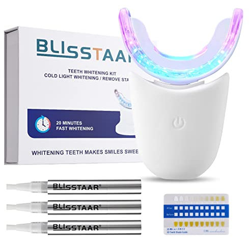 Bleaching Zähne Teeth Whitening Zahnaufhellung - Blisstaar Zahn Bleach Set mit 32X LED Bleichen Lampe 3Pcs Zahnbleaching Gel Pen zum Tooth Aufhellen Instant für Diamond Smile