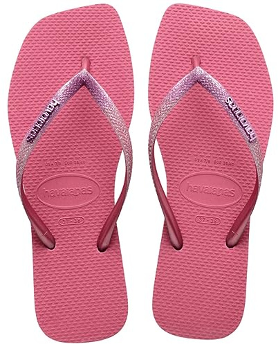 Havaianas Tongs carrées à paillettes pour femme, Rose en velours., 38 EU