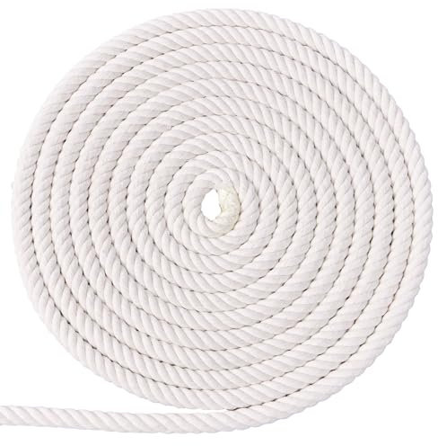 XINSHUNCAN Corde De Coton 12mm 10m, Corde De Macramé Naturel 4 Brins épais Cordon De Coton Doux Torsadé pour Bricolage, Tenture Murale, Cintre à Plantes, Jardinage,Emballage, Décoration