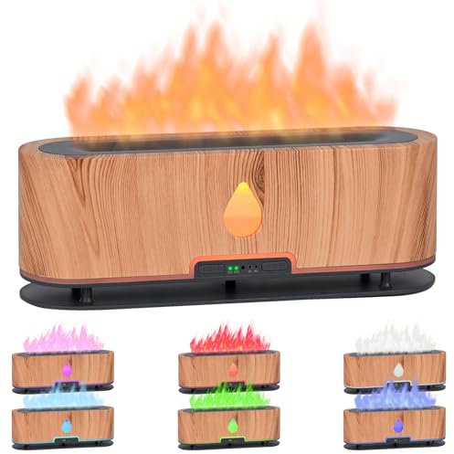 Dreamhigh® Flame Aroma Diffuser für ätherische öle 250ML, Ultraschall Duftöl Diffuser mit 7-farbigem LED-Licht Luftbefeuchter Humidifier DuftöL Diffuser