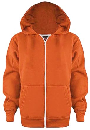 SoLu DAY8 Sweat a Capuche Enfant Garcon Zippé Manteau Enfant Hiver Chaud Chic Pas Cher Cardigan Veste Zippée Garcon Fashion Large Confortable Casual Haut Hoodie Sweat-Shirt (9-10 Ans, Orange)