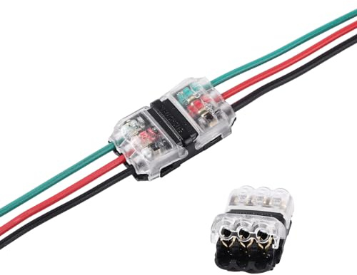 Low Voltage Wire Connectors, Quick Solderless Wire Splice Connectors, Wire Tap 20-24 Gauge Wire Connectors Splicer, 2 Way 3 Pins 12 Pack