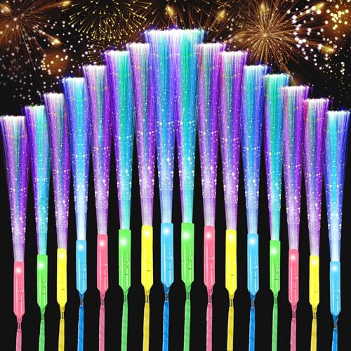 MULEVIP Baton Lumineux LED 16 Pièces Baton Lumineux Fluorescent,Fibre Optique Lumineuse,Baguette Lumineuse mit 3 Modes Colorés Clignotants,für Baton Lumineux Mariage,Cotillons Anniversaire,Fluorescent