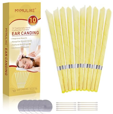 Ohrenkerzen, ohrenkerzen zur reinigung ohrenschmalz,ohrkerzen ear wax removal,ohrenschmalz entferner kerzen,ohrkerzen zur reinigung,bienenwachs 10 Stück mit 5 Schutzscheiben + 10 Wattestäbchen