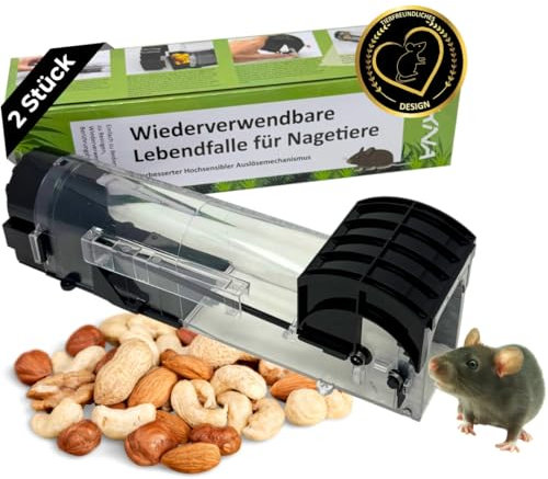 EKNA Mäuse Lebendfalle - 2X Ratten Lebendfalle - Ultrasensible Lebendfalle Ratte - Rattenfalle lebend - Ökologische Nagetierbekämpfung für Zuhause - Wiederverwendbar & hygienisch (2 Stück)