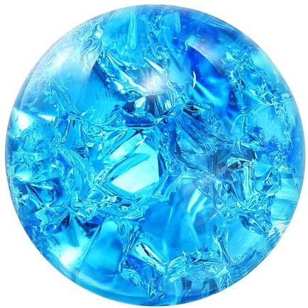 sourcing map 30mm/1.2 Crystal Sphere Ball Ice Cracked Glass Solid Decorative Sphere Crystal Ball Prop Ornament for Feng Shui Divination Fortune Telling Tabletop Fountain Decoration, Lake Blue