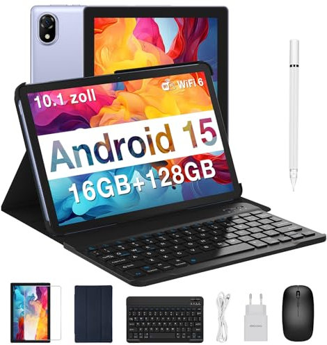DOOGEE U10 Android 15 Tablet 10 Zoll, 16GB RAM+128GB ROM(2TB TF) Tablet mit Tastatur, WiFi 6 Gaming Tablets Widevine L1, 8MP+5MP, 5060mAh, Kinder Tablets mit Stift, Tastatur, Maus, Hülle, Schutzfolie