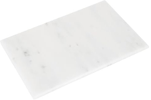 Argon Tableware Rectangle Marble Chopping Board - 40cm x 30cm - White - 1x Non-Slip Stone Kitchen Cheese Bread Meat Cutting Serving Counter Work Top Protector Slab