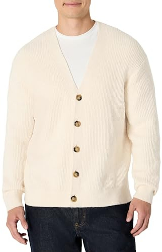 Amazon Essentials Men's Relaxed-Fit Cotton Blend Cardigan, Oatmeal Heather, X-Large