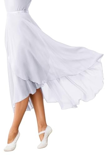 Generico Gonnellino Danza Classica Donna Lunga Trasparente da Ballo Avvolgente Gonna Tulle in Chiffon Nero con Cintura Regolabile Adatta a Tutti i Tipi di Danza Gonna Halloween Adatta