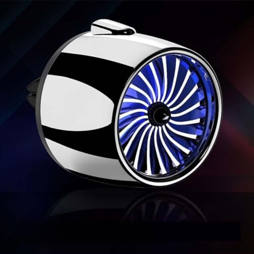 Diffuseur d'aromathérapie de voiture avec lumière ambiante et rotation fluide pour la plupart des véhicules, support de parfum pour grille d'aération avec parfum durable, B (lumière bleue argentée)
