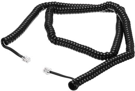 QUARKZMAN Cavo Telefonico Per Telefoni Fissi 25Ft Srotolato/3.4Ft Arrotolato RJ9 4P4C Cavo A Spirale Senza Grovigli Nero