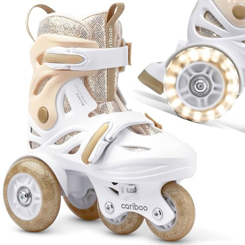 Cariboo Patines En Línea para Niños para Principiantes Tamaños Ajustables S 31-35 con Ruedas Que con Purpurina Dorado Ballerina