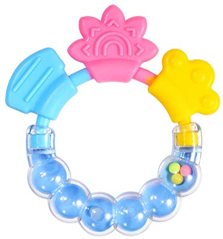 aqxreight Hochet de Dentition en Silicone pour bébé, Gomme Multifonctionnelle Résistante aux Morsures, Jouet à Mâcher pour bébé Nourrisson Rose L'anneau de Dentition pour Aide les Bébés à Faire