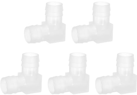 QUARKZMAN 5Pcs Raccord À Bride À 90 Degrés L Raccord, 4/5 OD Raccord De Tuyau en Plastique À Bride Joint D'Adaptation pour Tube De Ligne De Carburant Liquide Et d'eau, Transparent