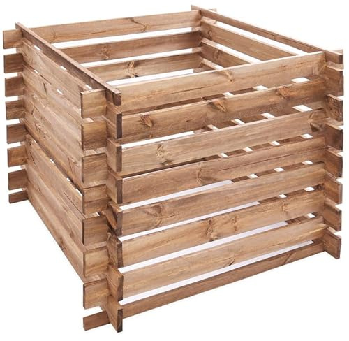 Composteur en Bois 100x100x78cm Robuste et Stable 520L