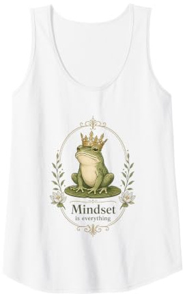 Mujer Corona de Rana Vintage con Cita Motivacional Naturaleza Camiseta sin Mangas