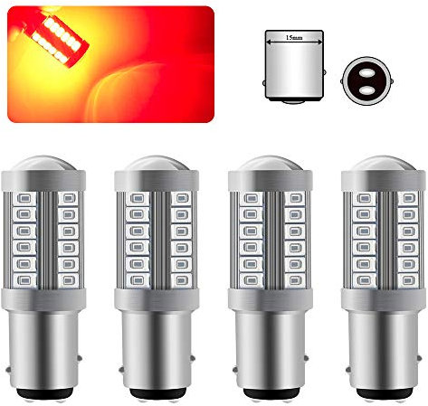 Sidaqi 4 X 1157BAY15D P21/5W Bombilla LED Rojo Super Brillante 900LM 5630 33 SMD Luz De Marcha Atrás luz de freno niebla traseras posición 12-30 V