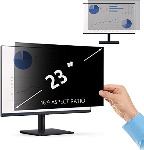 PaceBid Filtro de Privacidad Premium, Privacy Screen Filter, Filtro de Pantalla de privacidad para Escritorio -(23″ Pulgadas - 16:9)