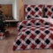 Style Heim Biber Bettwäsche 200x200 cm Flauschige Winterbettwäsche 3 Teilig 100% Baumwolle mit Reißverschluss Bettwäsche-Set Kissenbezüge 80x80cm, Wendebettwäsche Karomuster Gestreift