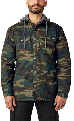 Dickies Herren Fleece Jacket With Hood and Hydroshield Work Utility Oberbekleidung, Hunter Green Camo, L EU