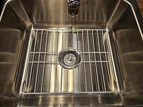 SOFINNI Sink Protectors for Kitchen Sink Bottom with White Coating Sink Grate Insert Grid Sink Bowl Drying Rack Steel Large (12.5 x 18)