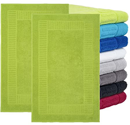 BaSaTex - 2er Pack Badvorleger für Dusche & Badewanne - Badematte Saugfähig & Schnelltrocknend in 50x80 cm - Aus 100% Baumwolle - Öko-Tex Made in Green Zertifiziert - Apfel Grün