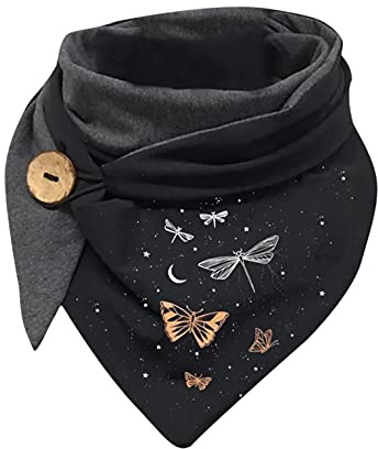 Kanpola Écharpe en coton pour femme Motif chat Imprimé chat Écharpe d'hiver boutonnée Écharpe triangulaire Automne Hiver Femmes Écharpes chaudes et confortables Foulard d'épaule pour l'extérieur, a,