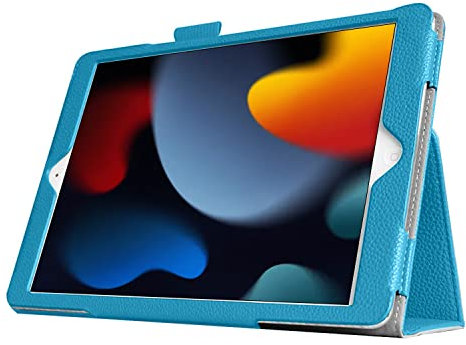DV Flip Stand Case for iPad 10.2-inch 9th/8th/7th Generation, Premium PU Leather Cover with Pencil Holder and Magnetic Closure, Shockproof Folio Stand Case, Supports Auto Sleep/Wake (Sky Blue)