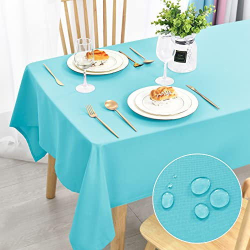 DWCN Aqua Tischdecke Fleckschutz Abwaschbar Tischwäsche Wasserdicht Tischtuch für Esszimmer, Garten, Party, Hochzeiten oder Haushalt,135x180cm