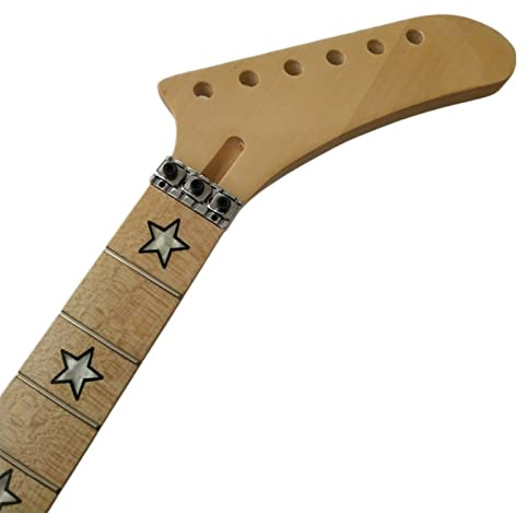 CAZARU Gitarrenhals aus Ahorn im Banana-Stil, Ahorn-Griffbretteinlagen mit 22 Bünden, Kontermutterteile