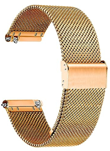 TStrap Mesh Watch Strap Metal - Rose Gold Quick Release Watch Bands for Men Women - Stainless Steel Smart Watch Straps Bracelet Replacement - 18mm 20mm 22mm
