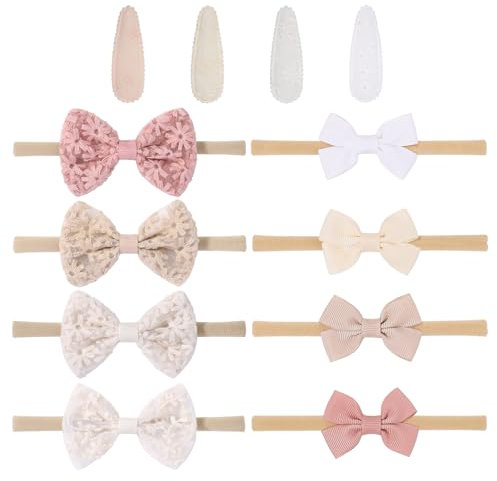 12 Stück Kleinkind-Kopfbedeckungen, Haargummis Mit Schleifen Für Neugeborene, Bedruckte Haarspangen, Haarbänder Mit Schleifen Für Babys