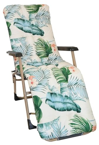 Junhui Cuscino per Sedia da Giardino, Cuscino per Lettino Prendisole da Esterno, Cuscino Imbottito per Sedia a Sdraio, 170x53x8cm, Stile Hawaiano