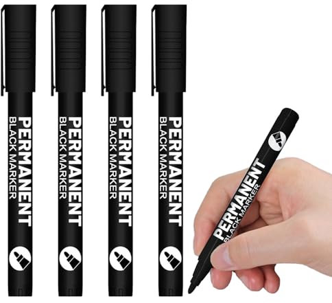 Sugeru 4pcs Stifte-Schwarz-1mm Acrylstifte fein,Acrylmarker feine Rundspitze 1mm,Wasserbasiert Lackstift Weiß,Lichtecht und Wasserfest,für Stein,Keramik,Glas,Holz,Leinwand,nahezu alle Untergründe
