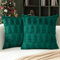 Ohok 2er Set Weihnachten Kissenbezug, Weiche Zierkissenbezüge Modern Dekokissen Kissenhülle Set Weihnachtsdeko für Sofa Couch Wohnzimmer Schlafzimmer (Plüsch Weihnachtsbaum Dunkelgrün, 45x45cm)