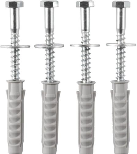 Kit Fixation Murale 4X Chevilles SX12 12x60, 4X tirefonds 10x60, 4X rondelles
