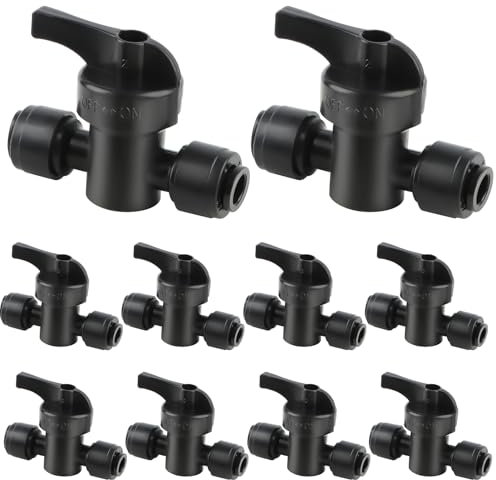 Kalolary 10PCS Quick Connect 1/4 Drip Irrigation Shut-Off Valve, Universal Drip Irrigation for 1/4 Inch Tubing Coupling Valve, Leakproof Connector Locking Fitting for